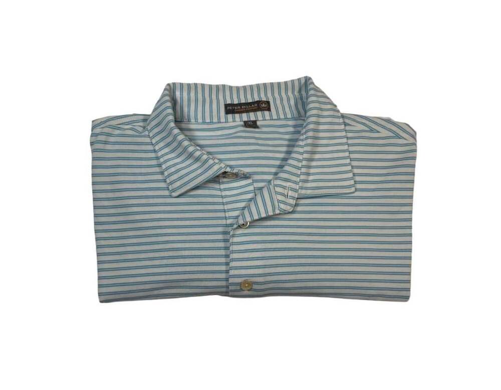 Peter Millar Summer Comfort Polo Shirt Size XL Blue Striped